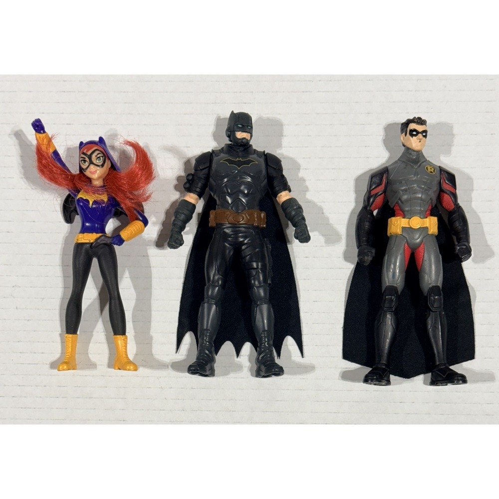 DC Comics Batman Robin Batgirl 6" Action Figure Lot Mattel Cloak Cape